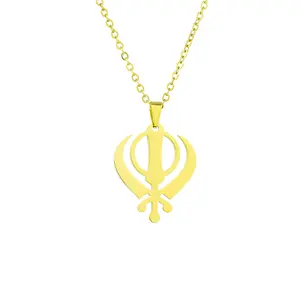 retro religious stainless steel smooth Sikh necklace men and women versatile couple titanium steel pendant hot accessories