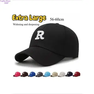 Extra Large Size Deep Crown Baseball Cap, Wide Brim Letter Embroidery Hat, Solid Color Trendy All-Match Duckbill Cap, High Crown Vintage Style Headwear for Big Head & Daily Casual Outfits