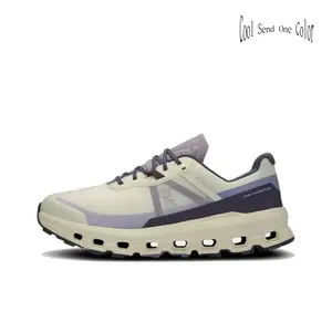 Cream Beige Purple Sport Sneakers, Comfortable Cushioned Walking Shoes, Breathable Durable Casual Footwear for All-Day Wear