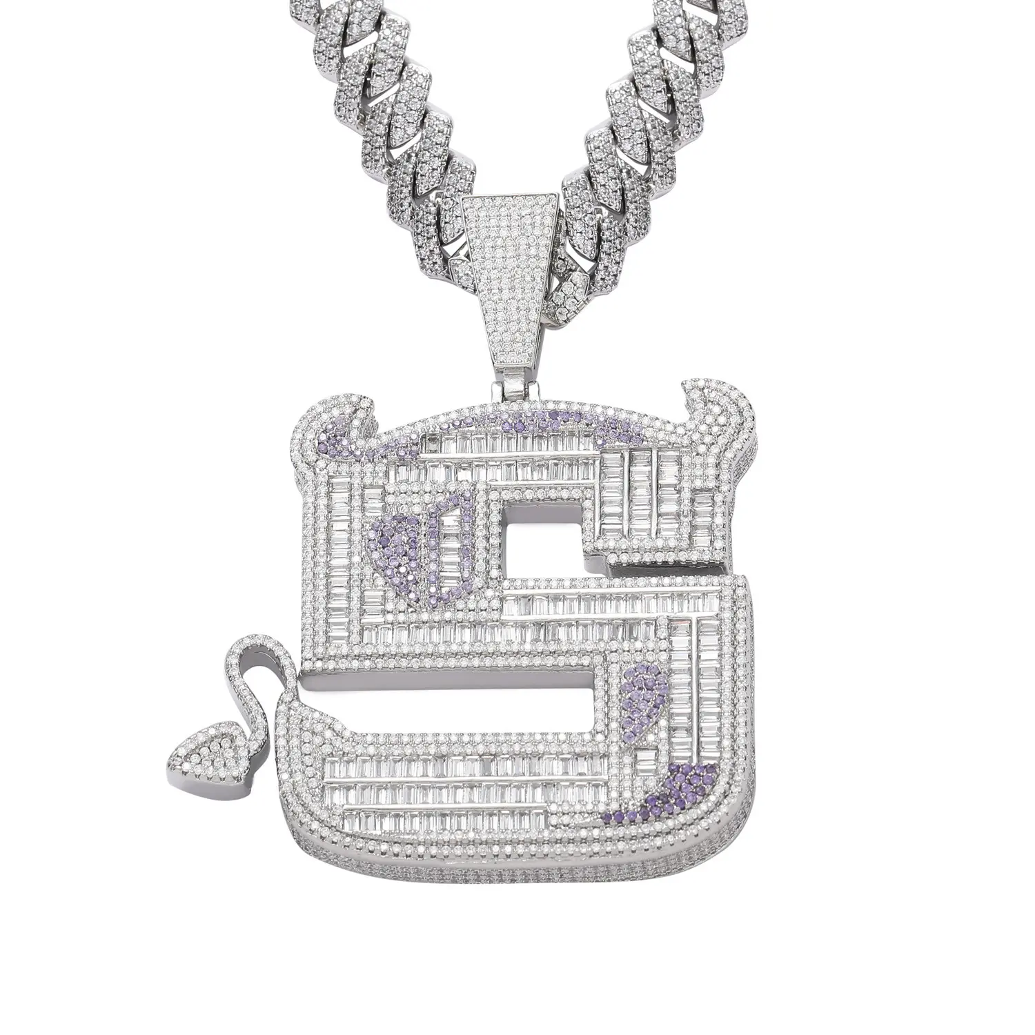 Unisex S-Letter Devil Cubic Zirconia Adjustable Pendant Necklace, Hip Hop Artificial Gemstone Jewelry, Trendy Fashionable Accessories