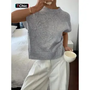 Women's Crew Neck Sweater Vest, Casual Sleeveless Jumper Vest for Daily Wear, Ladies Knitwear for All Seasons(gift)