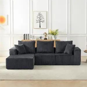 Modular Sectional Sofa Cloud Couch with Deep Seat Modern Corduroy Upholstered 4-Seater Couch for Living Room No Assembly Required Comfortable Sofa Set, Living Room Furniture for Apartment, Lounge, Family Room, Office and Home Seating