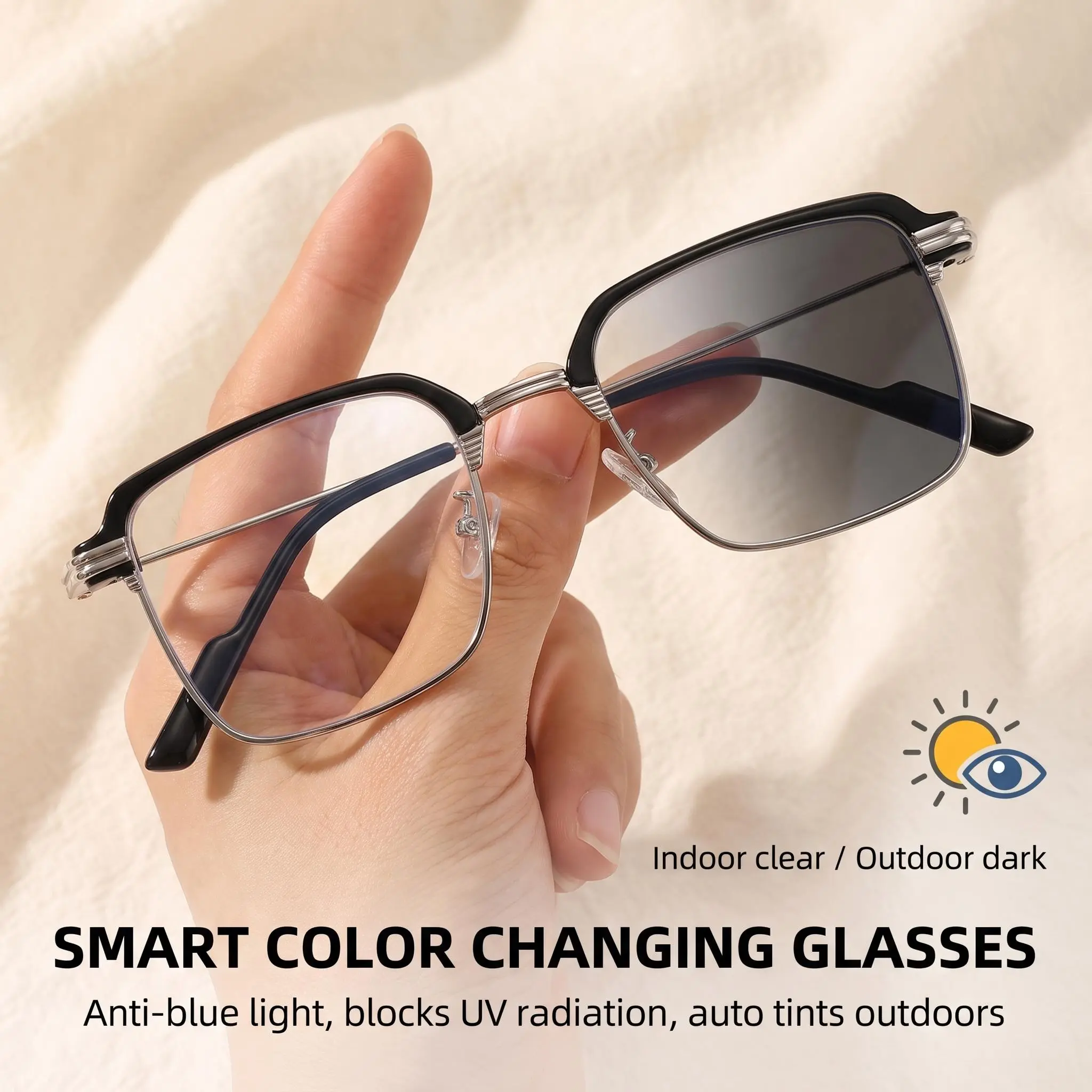 Smart Progressive Reader Glasses Anti Blue Light Photochromic Transition Reading Glasses Multifocus Auto Zoom Eyeglasses Computer Eyewear Useful Practical Gift Ideas for Mom Dad Parents Husband Wife Birthday Mothers Fathers Day Must Haves 2026