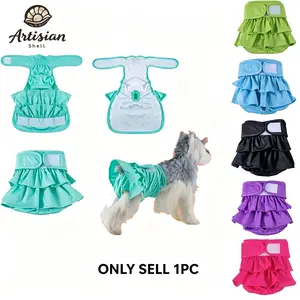 Breathable Reusable Female Dog Diapers for Heat, High Waisted washable Pet Skirt with Adjustable Straps, Comfortable Absorbent Layer