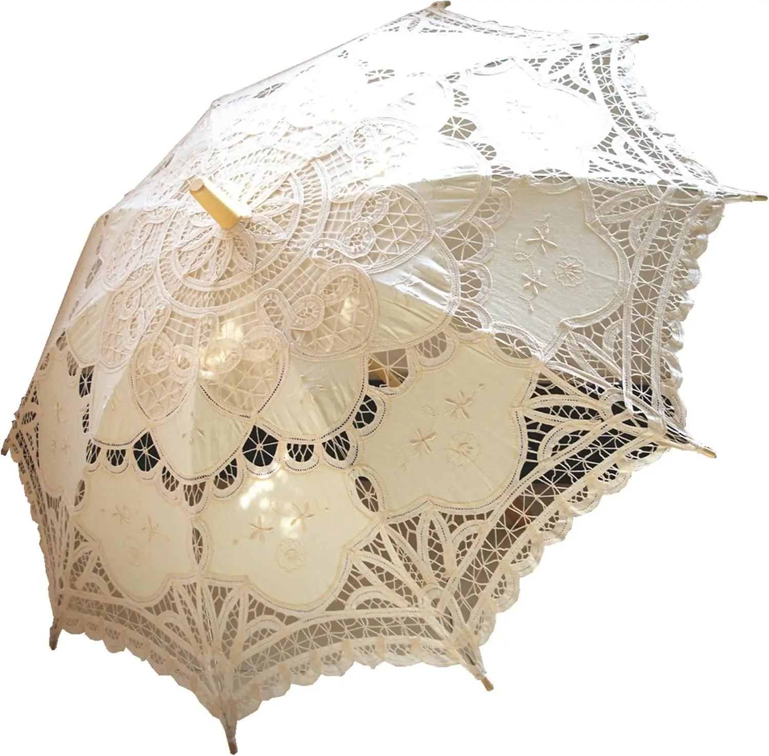 Handmade Lace Parasol Umbrella, Ivory, Victorian Style, 32 Inch, for Wedding, Bridal Party, Photo Props