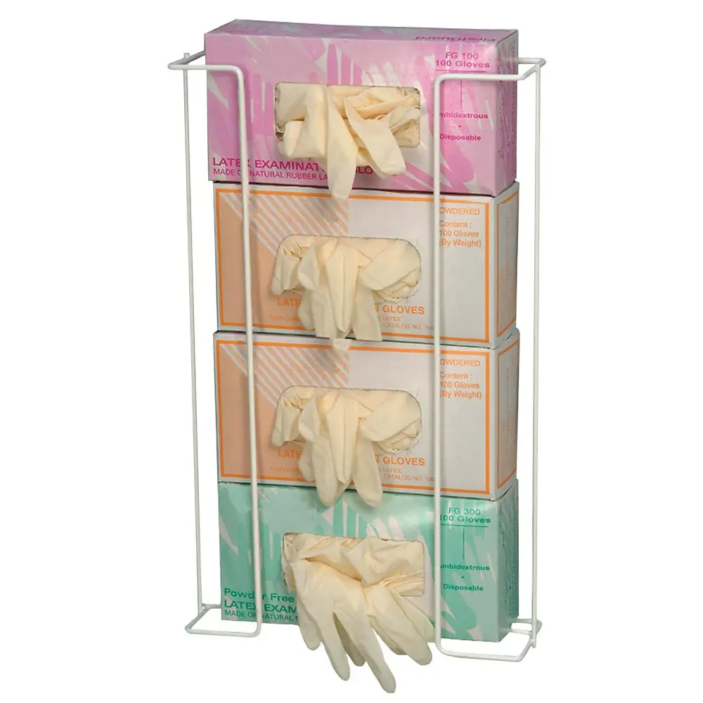 Steel Wire 4-Box Disposable Glove Dispenser, Epoxy-Coated Durable Home Organizer for Glove Storage & Home Supplies Organization