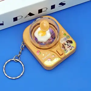 Cartoon Mini Egg Flip Keychain, Fun Stress Relief Hanging Decoration, Bag Accessory, Small Gift, Daily Use, Plastic Material