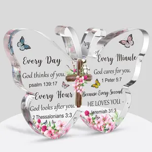 Christian Gifts Bible Verses Religious Gifts for Women Men Inspiration Religious Catholic Scripture Faith Acrylic Butterfly Prayer Decor for Mother Day Birthday Female Friend Family Coworker