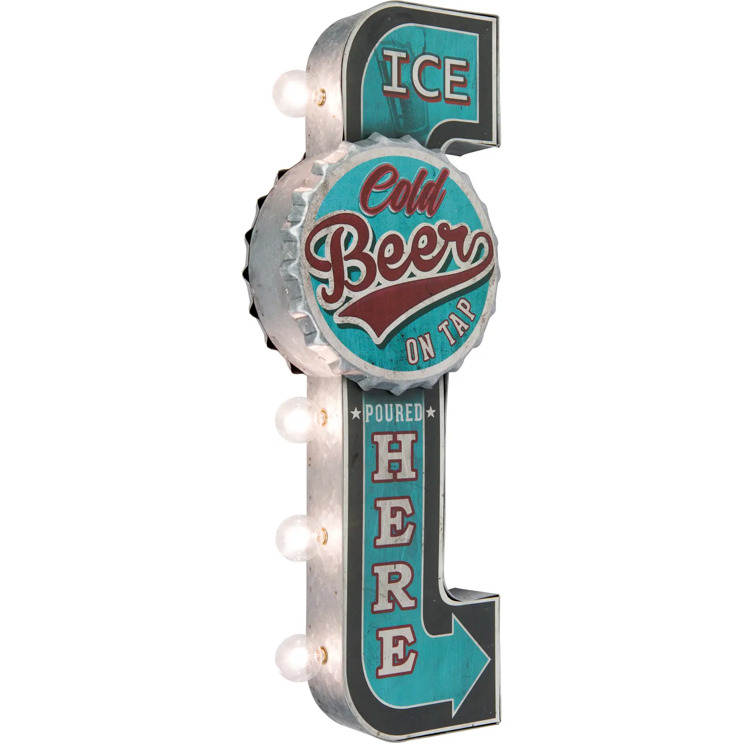 American Vintage Sign Co. Double-Sided Marquee Sign - Ice Cold Beer On Tap Design, Retro Home Decor Products, Room & Man Cave Decoration, Ideal Plaque Gift for Home Supplies