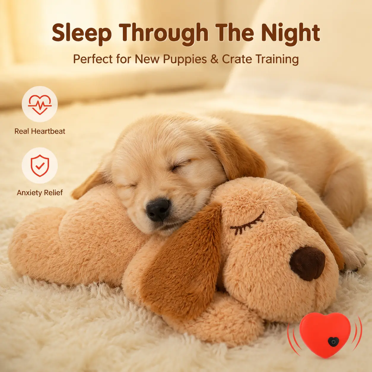 Stop Separation Anxiety Fast! Real Heartbeat Puppy Toy ️ | 250H Battery Powered | Washable Plush Comfort Dog | For Puppies, Rescue & Anxious Dogs stuffer gift rope pets Squeaky Tug small enrichment