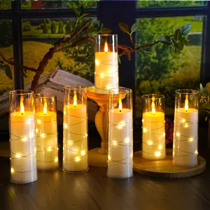 14 Pcs Flickering Flameless,LED Candles with Remote Control Timer,Battery Required,Embedded Star String,Wedding,Halloween,christmas decorations