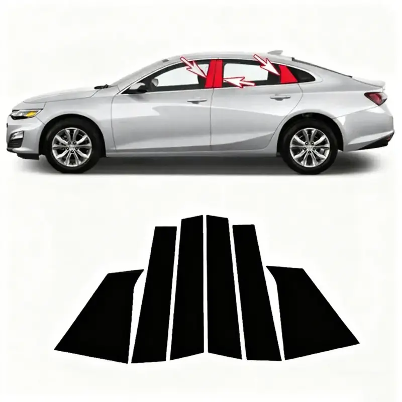 for Chevrolet Malibu XL 2016-2021, 6pcs Car Window Center Pillar B Pillar C Pillar Anti-Scratch Black Sticker, Automotive Decals, Stickers for Cars