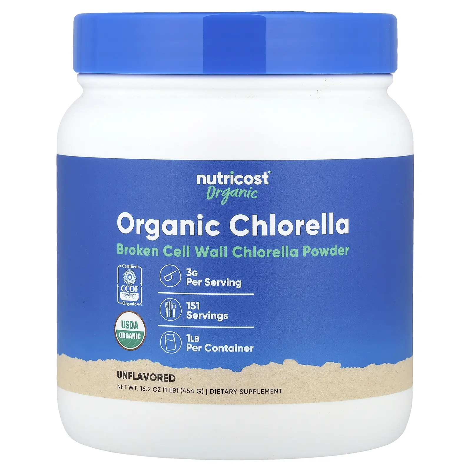 Nutricost Organic Chlorella Powder, Unflavored , 16.2 oz (454 g)