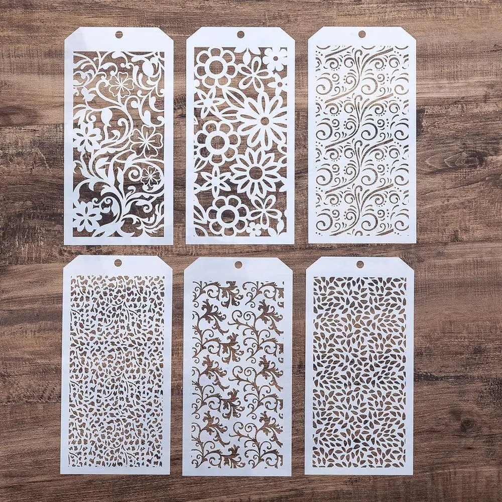 Decorative Geometry Stencil, 6pcs/set Hollow Out Painting Stencil, Reusable DIY Crafts Scrabooking Painting for Wood Canvas Floor, Creative Craft Kit, Handmade Crafts