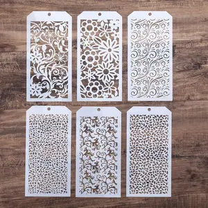 Decorative Geometry Stencil, 6pcs/set Hollow Out Painting Stencil, Reusable DIY Crafts Scrabooking Painting for Wood Canvas Floor, Creative Craft Kit