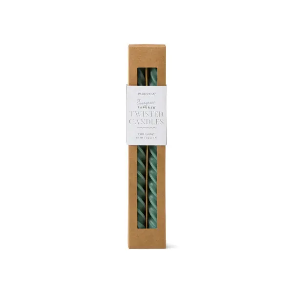 Evergreen Twisted Taper Candles - 16-in