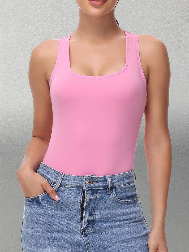 Women's Backless Bodysuit,Sleeveless Spandex Design Cute Solid Color - Soft Stretch for Workout/Beach/Yoga