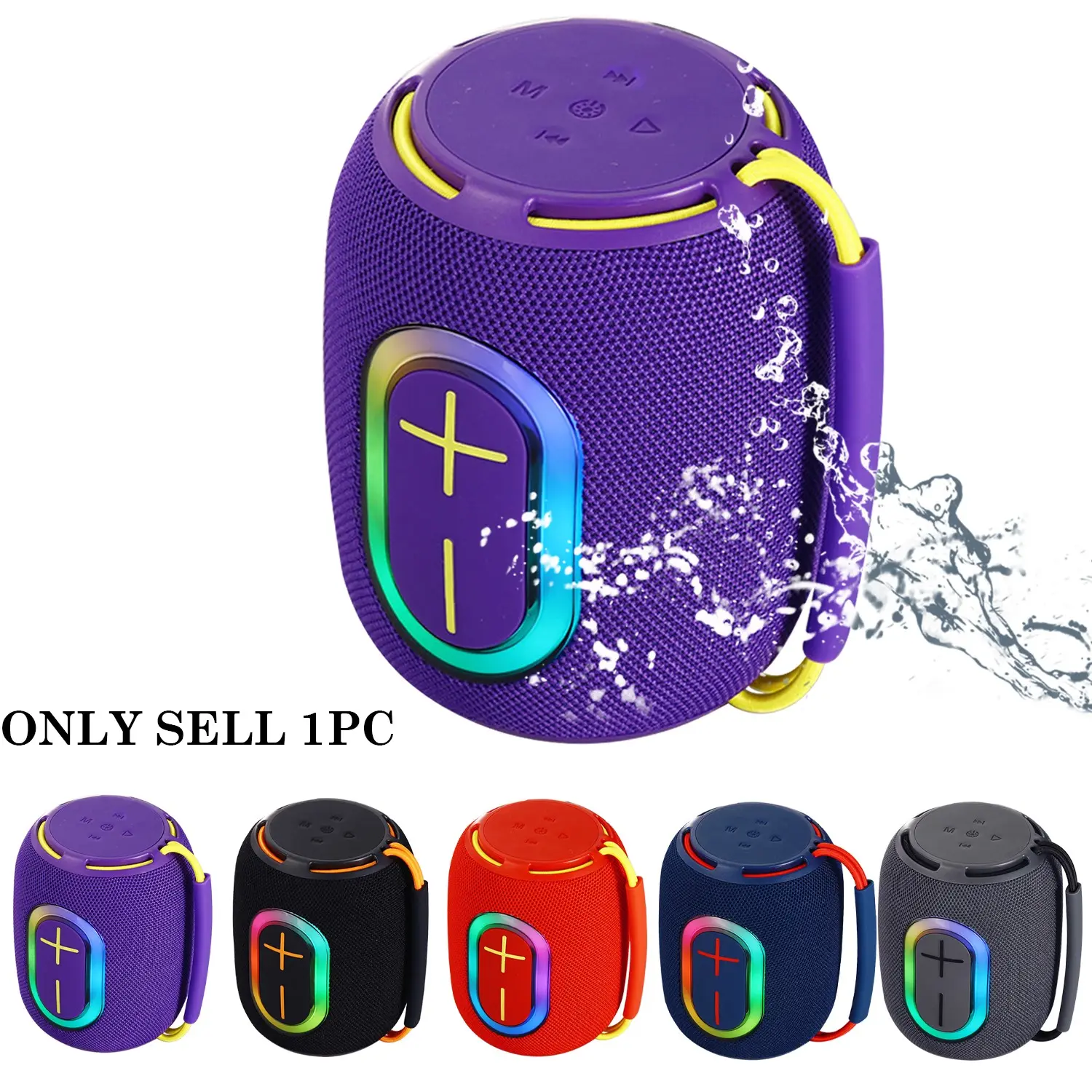Wireless Speaker with Bass Diaphragms & RGB LED Lights – Portable Wireless Speaker, Wireless BT Speaker, 3H Playtime, Dynamic Lighting Modes, for Home, Cycling, Outdoor, Beach & Parties, Gift Idea for Teens, Adults & Music Lovers