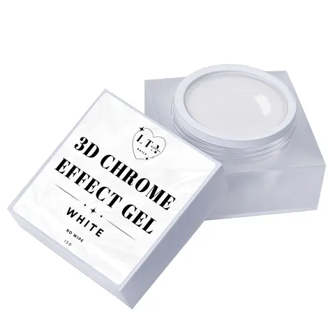 3D Chrome Effect Gel White - No-Wipe, Medium Viscosity Formula for Stunning Nail Art Designs - 15G