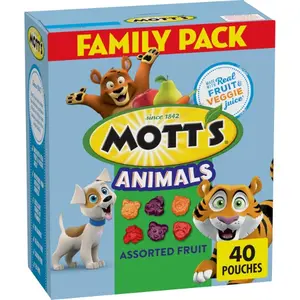 Fruit Flavored Snacks, Animals Assorted Fruit, Gluten Free Snack, Family Pack, 40 Ct, 32 oz