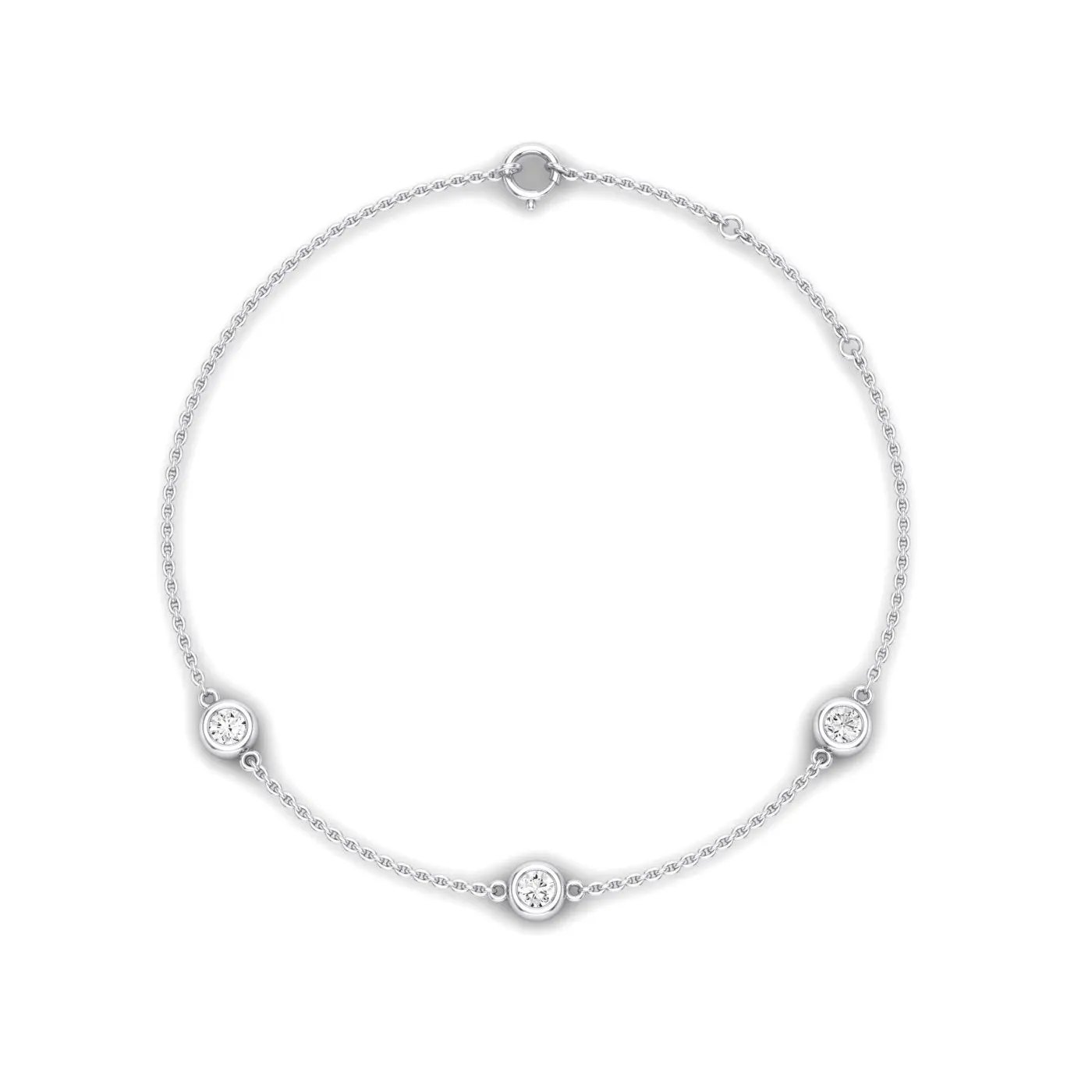 Geneva Trio Round Bezel Chain Diamond Bracelet