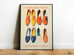 Leave Your Shoes at the Door Printable Wall Art Take Off Your Shoes Print Entrance Sign Remove Shoes Print Funny Retro Poster