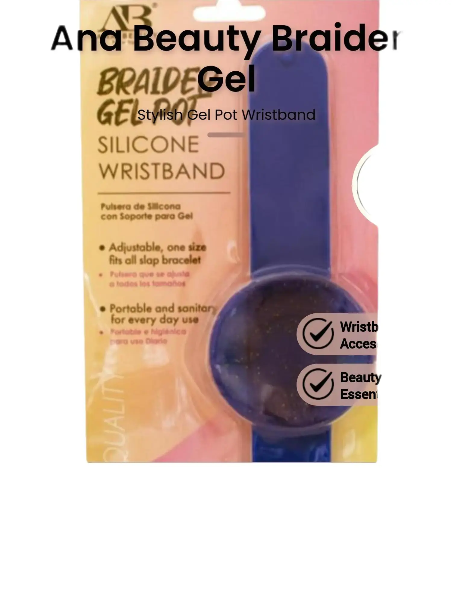 Ana Beauty Braider Gel Pot Wristband #ABB0101B - Adjustable Slap Bracelet Holder for Mess-Free Braiding, Portable Hair Care Essential for Daily Use Youth