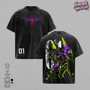Evangelion Unit-01 T-Shirt – Vintage Washed Neon Genesis Evangelion EVA Unit 01 Mecha Anime Graphic Tee, Oversized Soft Cotton Streetwear, Unisex Casual Apparel, Gift for Anime Fans