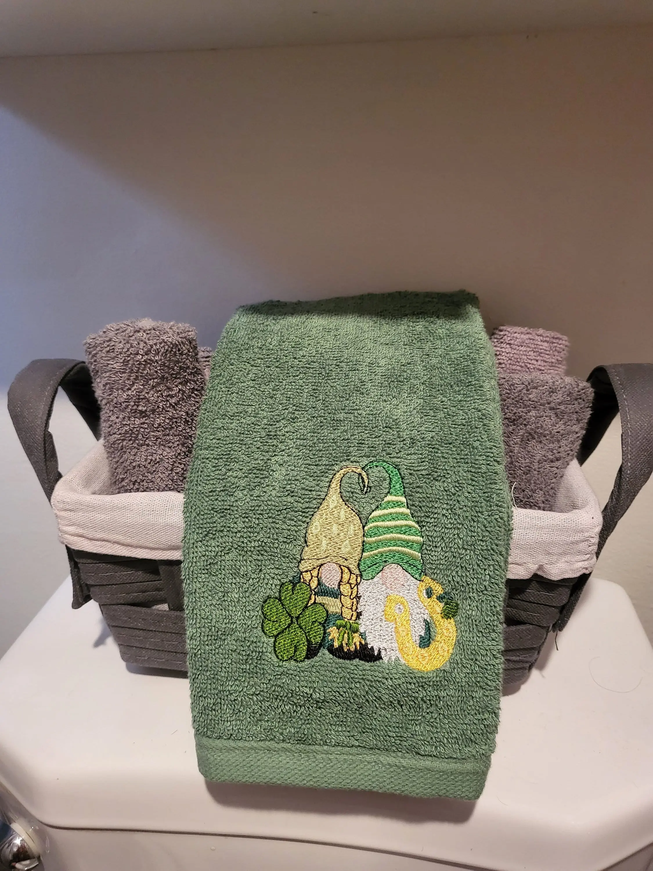 St Patrick's Gnome couple towel