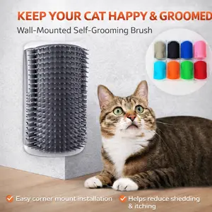 Cat Massage Tool Pet Hair Removal Massage Comb Wall Corner Self Cleaning Rubbing Brush Cats Toys Pet Beauty Supplies