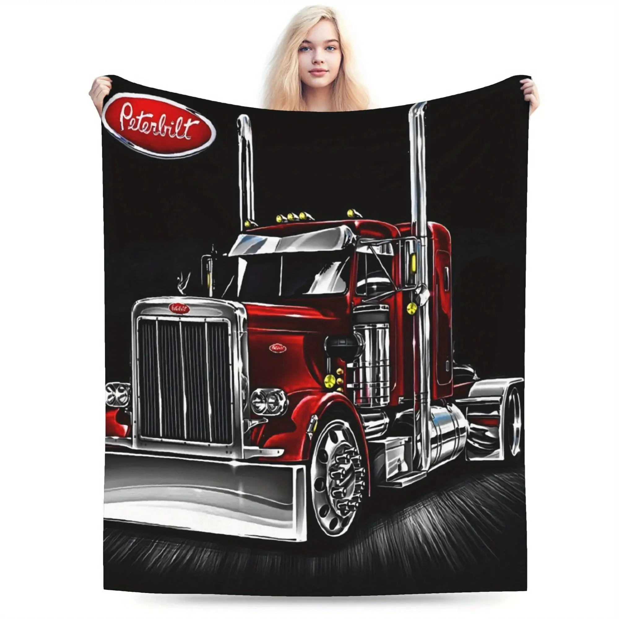 Peterbilt's creatively inspired printed flannel blanket is warm and cozy,perfect for the living room, bedroom,office,sofa, and travel – an ideal gift