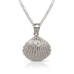 Scallop Sea Shell .925 Sterling Silver Pendant Necklace