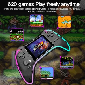 New Portable Handheld Game Console with 3D Joystick Controller, Classic Arcade Games, Retro Style, 620 Games Included, Battery-Powered