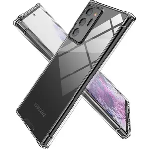 Clear Case for  Galaxy Note 20 Ultra 5G Hybrid Design Hard PC  Cover with Flexible TPU Raised Frame Shockproof Bumper Corners Protective Slim Fit Anti Yellow Transparent Shell