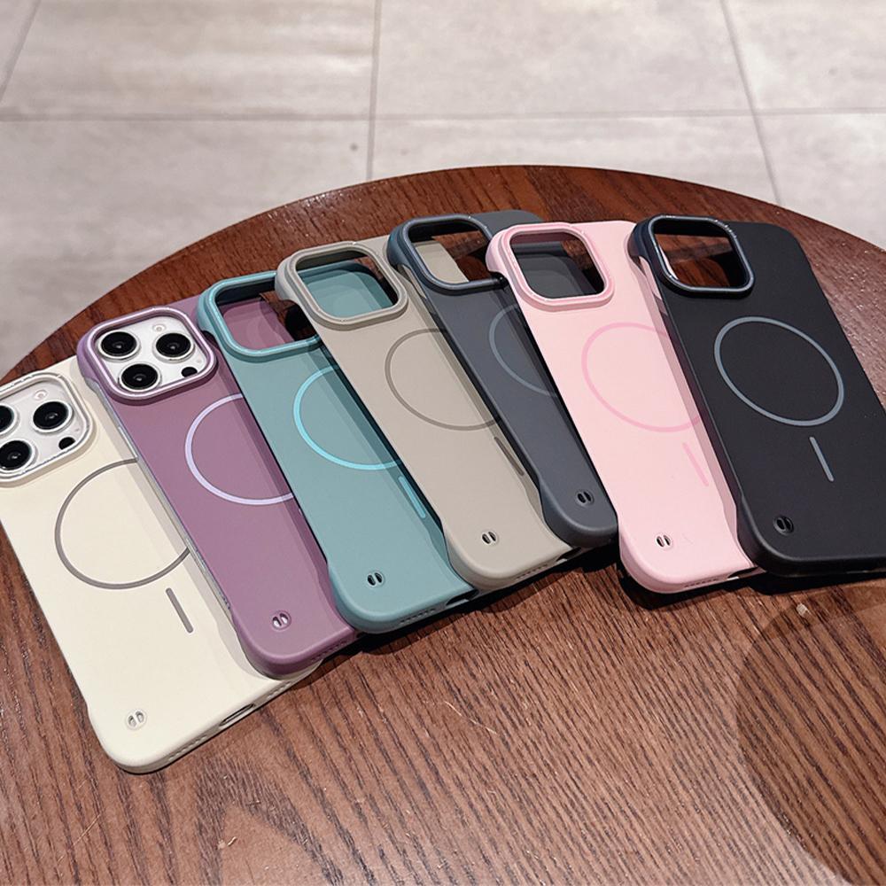 Matte Slim PC For Magsafe Frameless Phone Case For iPhone 16 15 14 Plus 12 13 Pro Max Wireless Charging Borderless Hard Cover