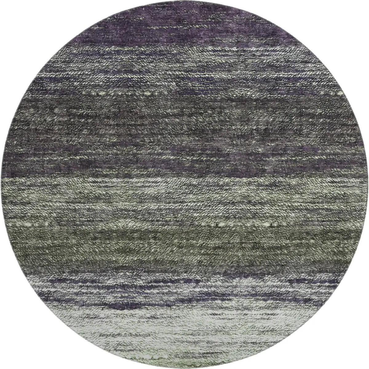 HomeRoots 665251 8 ft. Green Purple & Ivory Ombre Washable Round Area Rug with UV Protection