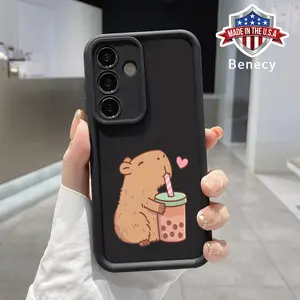Case Compatible with Galaxy S23 Ultra S24 Plus S25 S22+ Bubble Tea Capybara Drop Protection Shockproof Soft Silicone smartphone Cover