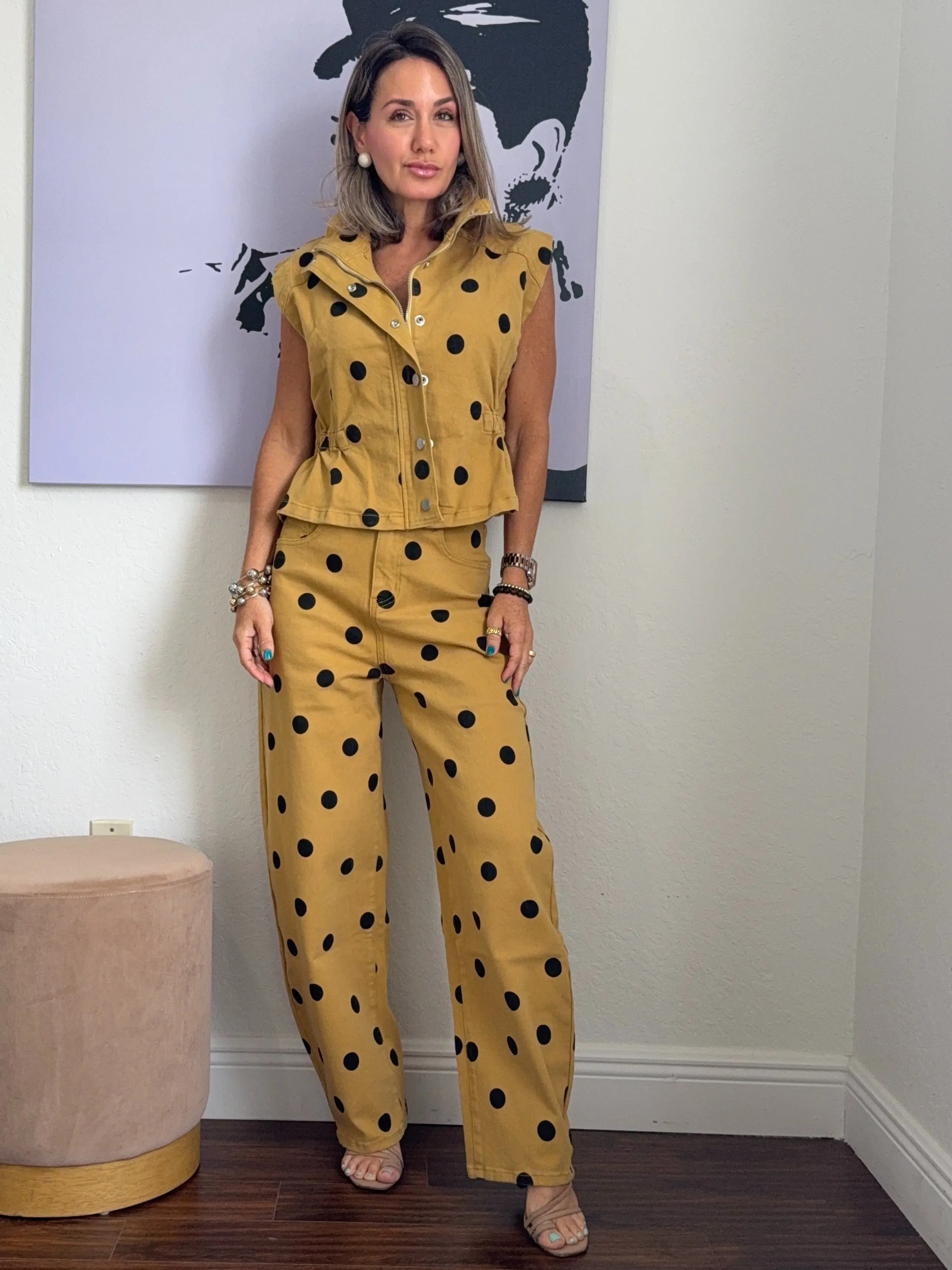 Polka dots Barrel Chic Denim Set