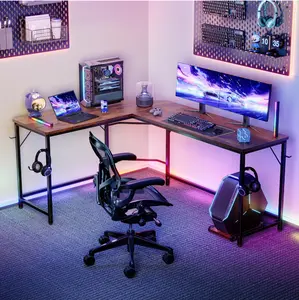 66" L-Shaped Gaming Desk, Corner Computer Desk and Home Office Workstation, Sturdy Writing Desk for Gaming or Work
