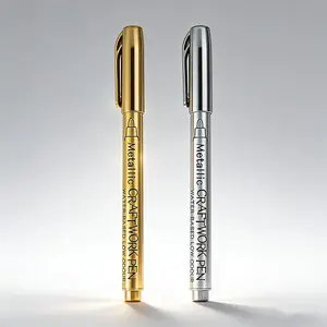 2Pcs Metallic Permanent Paint Markers, Gold & Silver Pens for Art, Rock Painting, DIY Scrapbooking, Crafts, Ceramic and Metal Projects
