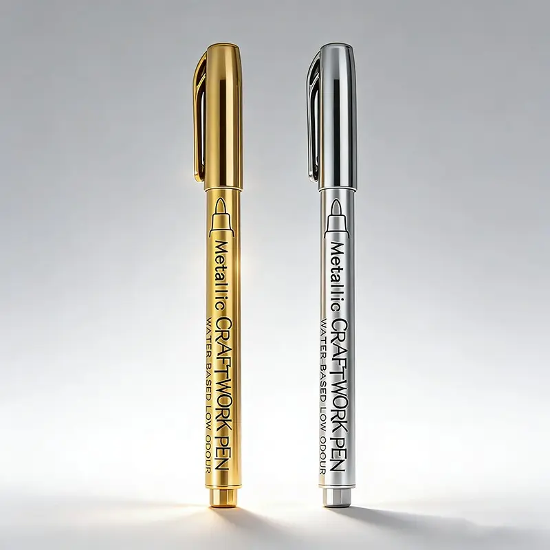 2Pcs Metallic Permanent Paint Markers, Gold & Silver Pens for Art, Rock Painting, DIY Scrapbooking, Crafts, Ceramic and Metal Projects