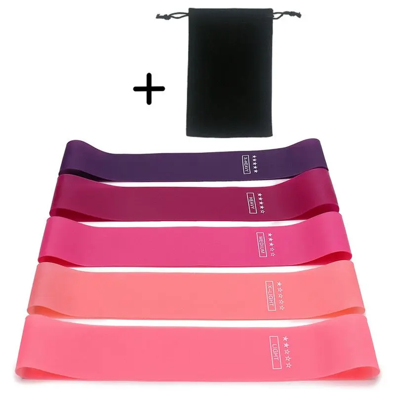 5-Piece Skin-Friendly Natural Latex Loop Resistance Bands Set with 5 Levels of Resistance, Ideal for Home Fitness, Strength Training, Physical Therapy | Assorted Pink, Five Levels