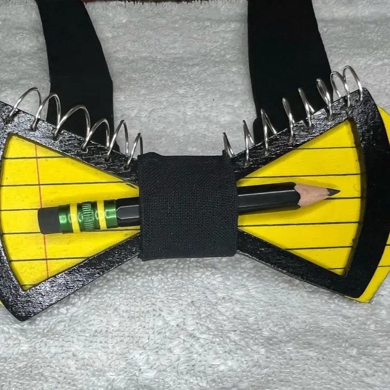Pencil & Spiral Notebook Wooden Bow Tie