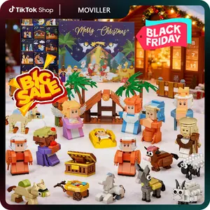 2025 Christmas Advent Calendar, 24 Days Countdown Calendar Diecast Role Set, Christmas Scene Toys for Boys Kids, Classroom Prizes Christmas Party Favor Gifts, 3D puzzle Toys Set for Kids Men Women