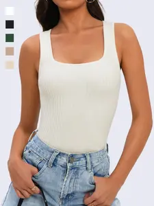 WIETRY Square Neck Knit Tank Top Snatched Sculpting Fit Shoulder Framing Sleeveless Basic Buttery Soft Ribbed Summer Vest 2026 /W14