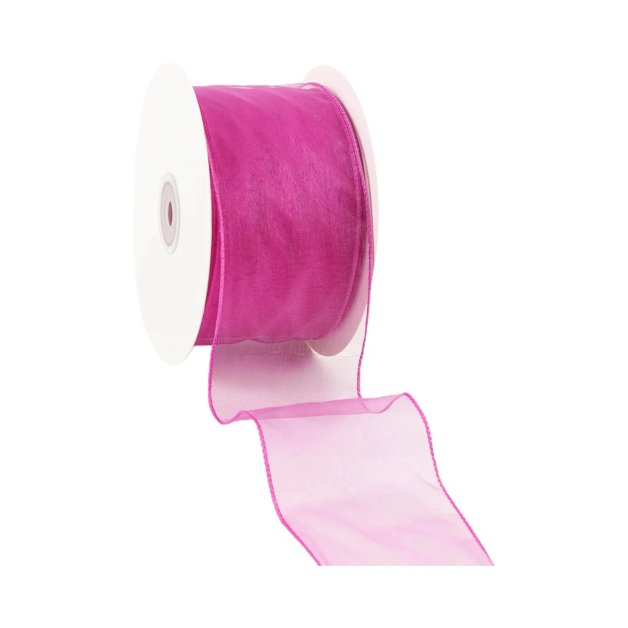 2 1/2" Wired Sheer Ribbon | Fuchsia | 50 Yard Roll