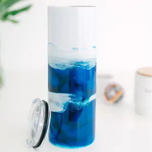 Ocean Inspired 20oz double wall skinny tumbler -hand painted Metal Drinkware Mug Bottle Water Bottles Cup Washable Reusable Portable Bottled
