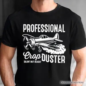 Unisex 220G 100% Cotton T-Shirt, 2026 Summer New Funny Professional Crop Duster Airplane Graphic Tee, Perfect Gift for Aviation Fans, Humorous Casual Top for Men and Women