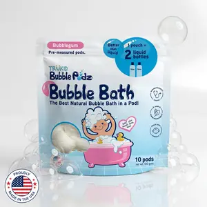 TRUKID Bubble Podz Bubble Gum Scented Bubble Bath for Kids - Gentle & Natural Formula with Lathanol LAL Powder - 10 Pods per Pack