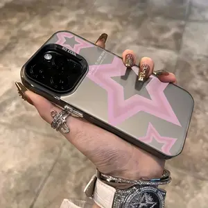 Pink Star Pattern Phone case for iPhone 16 Pro Max 15 Plus 14 13 12 11 XR XS Anti-Scratch Shockproof Pocket-Friendly durable Cover Protection Protective
